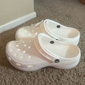 White Platform Crocs size 9